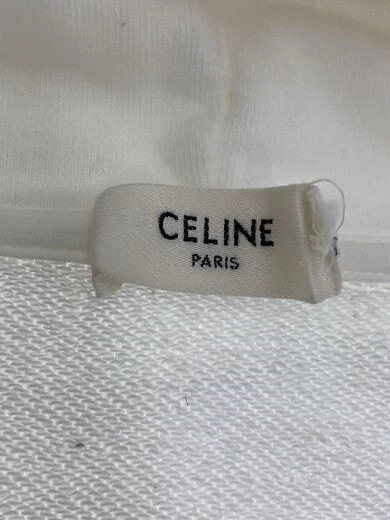 Felpa con cappuccio e zip CELINE 21AW Stampa logo posteriore XXL Cotone Bianco 2Y496052H 