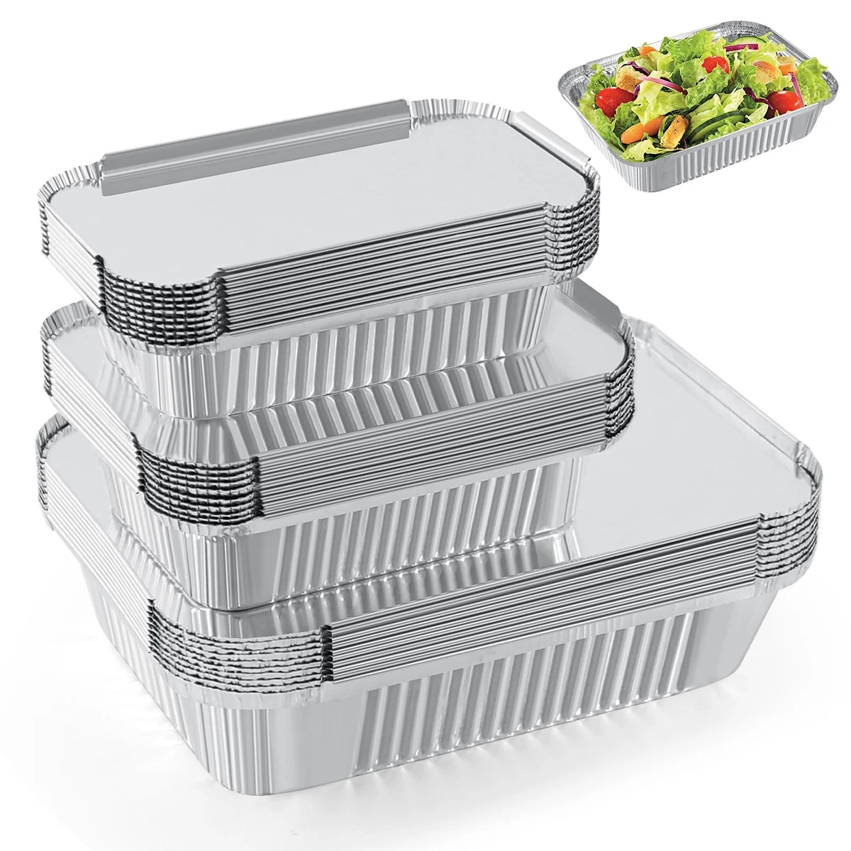 RUIXUE 30 pieces Foil trays With Lids,Aluminium Foil trays