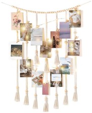 Macrame Photo Display Wall Decor with Lights