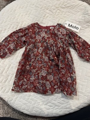 Molo baby dress Velvet Bloom floral print With metallic threads NWT 12-18 Months