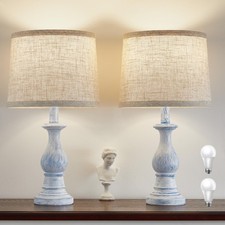 Vintage Table Lamp for Living Room Bedroom, 18.5" Farmhouse Bedside Lamps Nig...