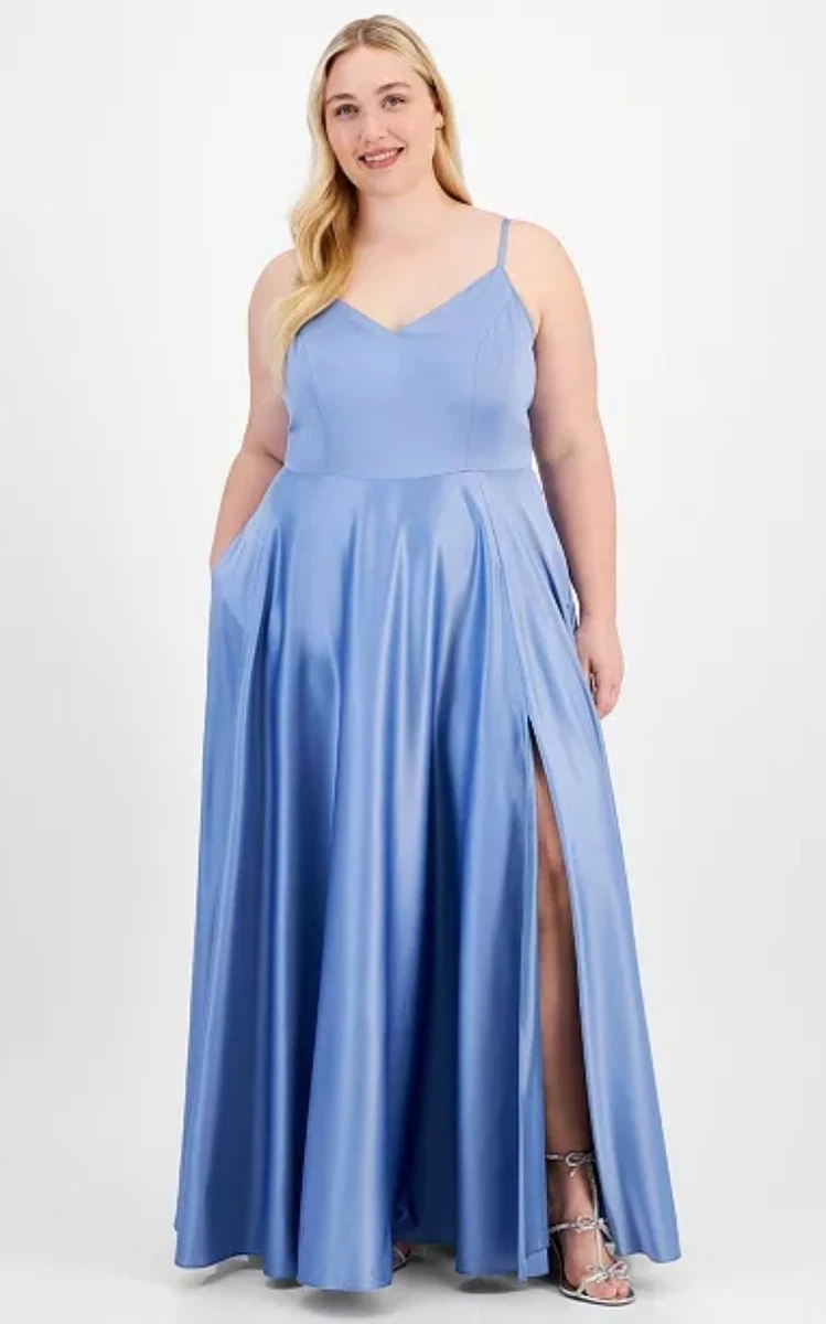 uniqlo formal dress Althea Plus Size Square Neck Satin Semi-Formal Dress– Hello Curve main image 0