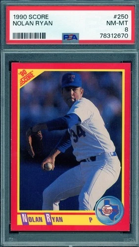 1990 Score # 250 Nolan Ryan PSA 8 NM-MT Rangers (2670)