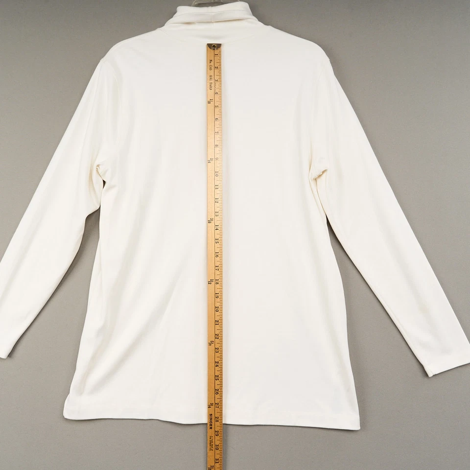 Lands End Turtleneck Shirt Womens XL 18 Ivory Cotton Long Sleeve - Image 4 of 4