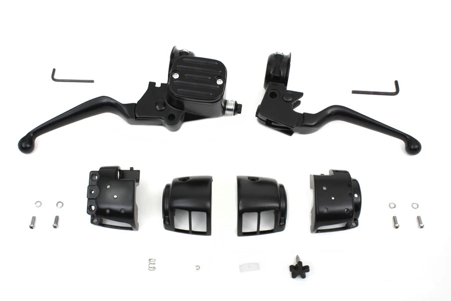 Kit de controle de guidão estilo contorno preto serve para Harley Davidson - Imagem 3 de 4