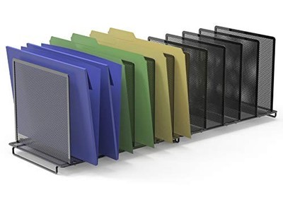 2 Pack - SimpleHouseware 5 Section Upright File Sorter Organizer Black