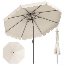 10 FT Patio Umbrella w/ Crank Tilt Adjustment Ruffles Vented Top 8 Ribs