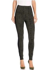 Lysse Laura Ponte Knit Leggings Size M Womens Olive Snake Print Slimming