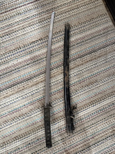Japanese Repro Katana Sword, Cord Wrapped Handle, Dragon Scabbard, Samurai Theme