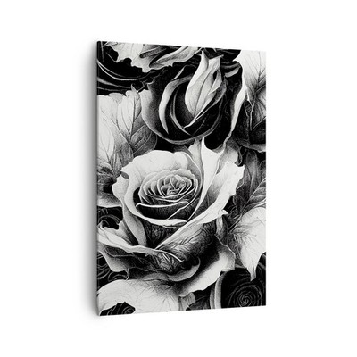Wandbilder 70x100cm Leinwandbild Blumen Rosen Schwarz Und Weiß Bilder Wanddeko