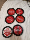 Coca-Cola Coaster Set of 6 Metal Red Bottle Logo Bar Coasters Retro Vintage