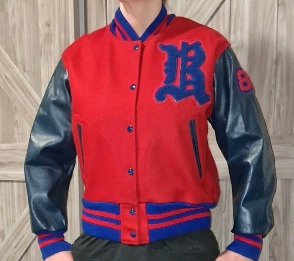 Red Wool & Blue Leather Sleeves High School