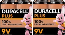 8x DURACELL PLUS 9V ALKALINE BATTERIES-5 YEARS STORAGE-100% LIFE GUARANTEED