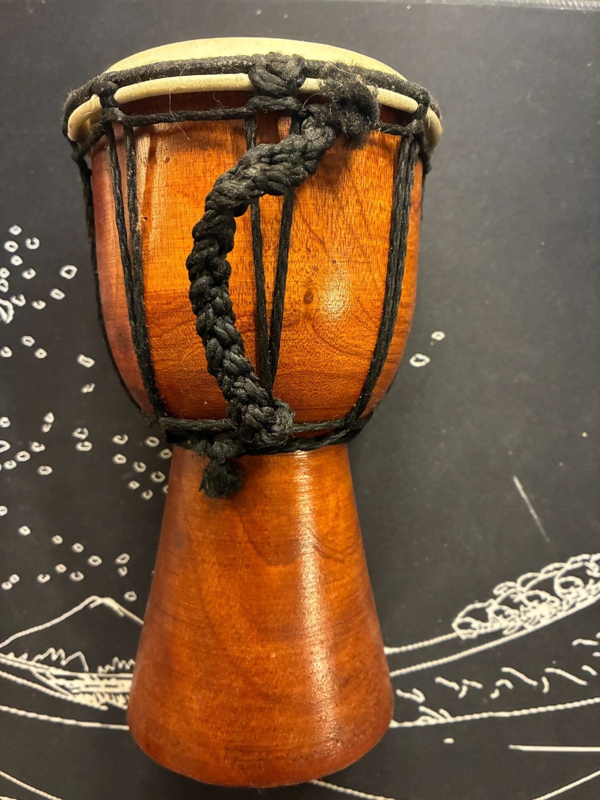 Vintage Wooden Hand Carved Djembe Drum Bongo Musical Instrument B4