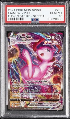 2021 POKEMON SWORD & SHIELD FUSION STRIKE SECRET #269 FULL ART/MEW VMAX PSA 10