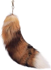 Fluffy Real Fox Fur Tail Keychain Pendant for Bags & Cosplay - Red Fox