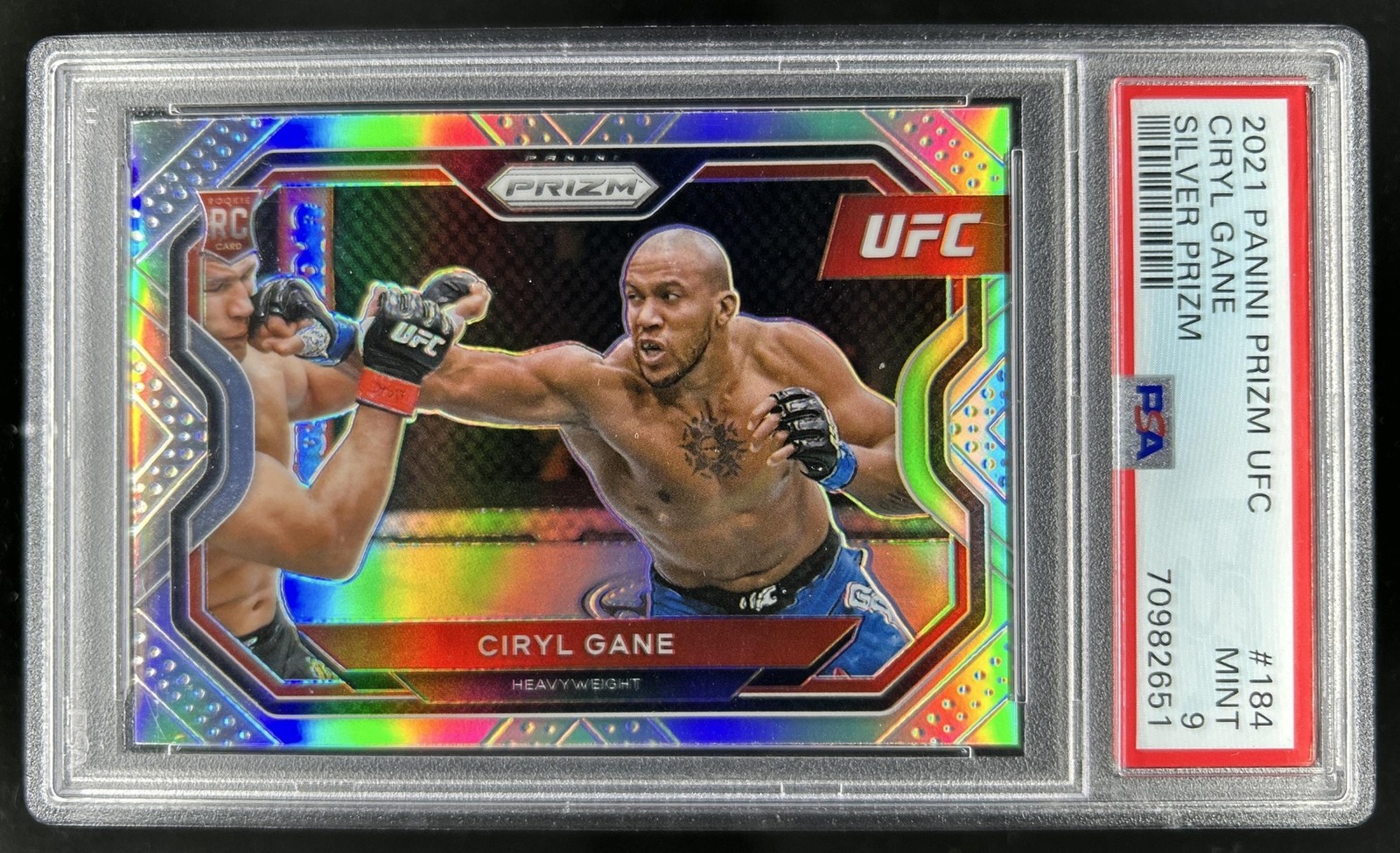 2021 Panini Prizm UFC Ciryl Gane Silver Prizm Rookie RC #184 PSA 9