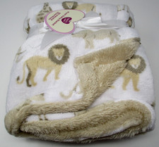 Parents Choice Safari Print 30"x40" Plush Blanket Elephant Rhino Giraffe NEW
