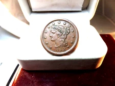 1853 BRAIDED HAIR LARGE CENT AU DETAILS # C 1437