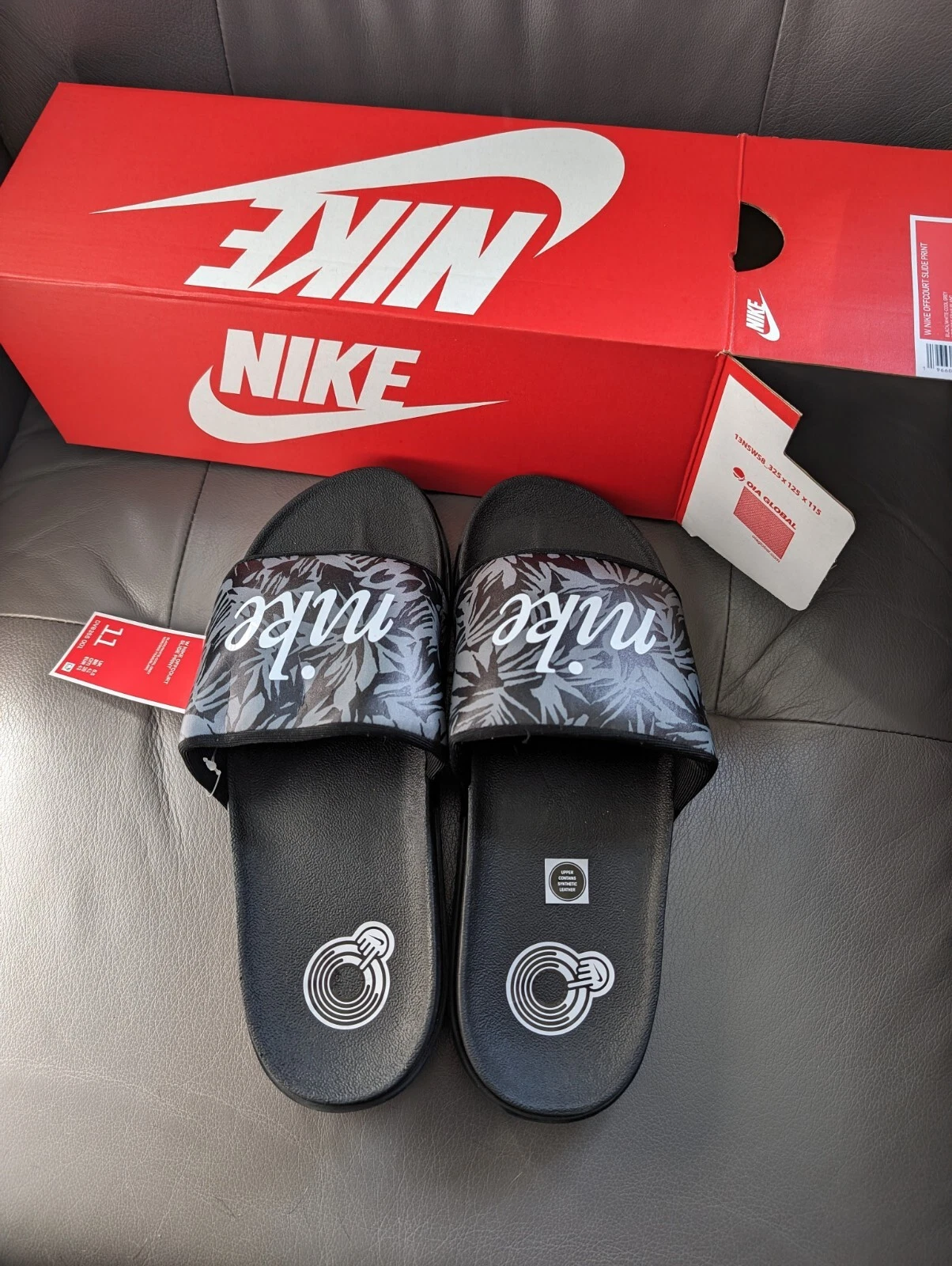 NUOVE scarpe sandali Nike Offcourt nere tropicali stampa floreale slides donna 11