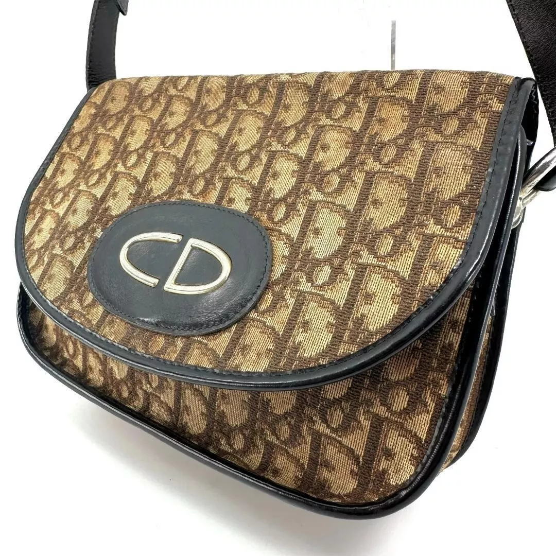 Sac bandoulière Christian Dior trotteur toile marron matériel CD occasion
