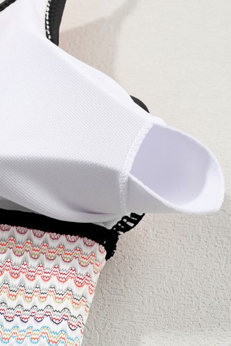 Cali Chic Damen Badeanzug Promi schwarz gestreift Patchwork High Waist Bikini - Bild 9 von 24