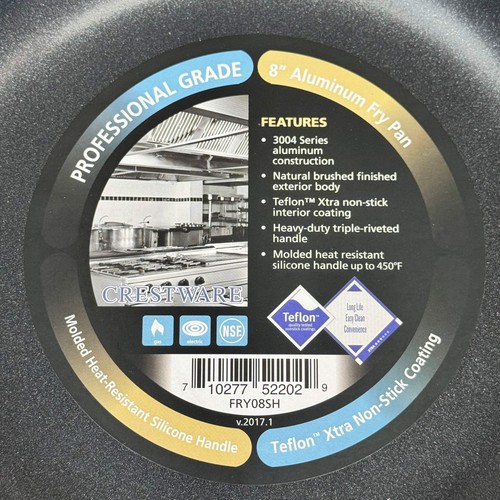 CRESTWARE (2 PACK) Teflon Xtra Non-Stick Coating Fry Pan Black/Chrome FRY08SH - Picture 4 of 8