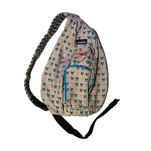 Kavu Rope Sling Bag Aqua Blue Orange Stripe Beach Crossbody Backpack Granola Rope Bag – KAVU.com main image 3