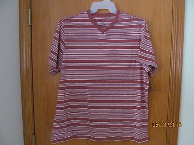 Men's Red STRIPED V-Neck SS Tee Shirt~ Size XL (46-48)~New w/Tags | eBay