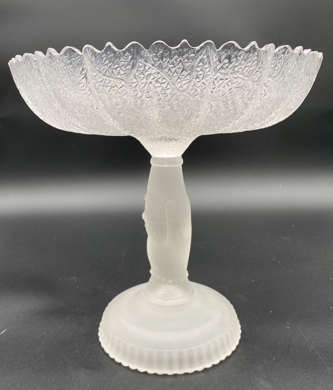 Antique (1880s) Hobbs Brockunier Tree of Life w/Hand, Large Glass Compote, EAPG