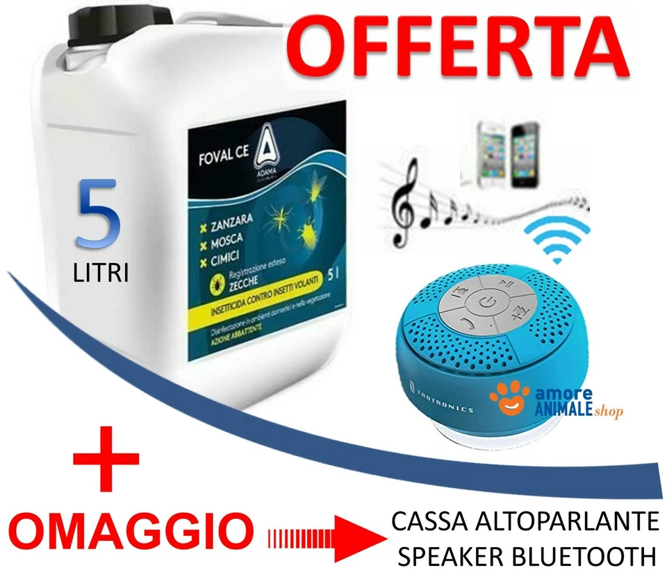 ADAMA / KOLLANT Adama FOVAL CE → 5 Litri (+BTH omaggio) - INSETTICIDA Mosche Zanzare Zecche