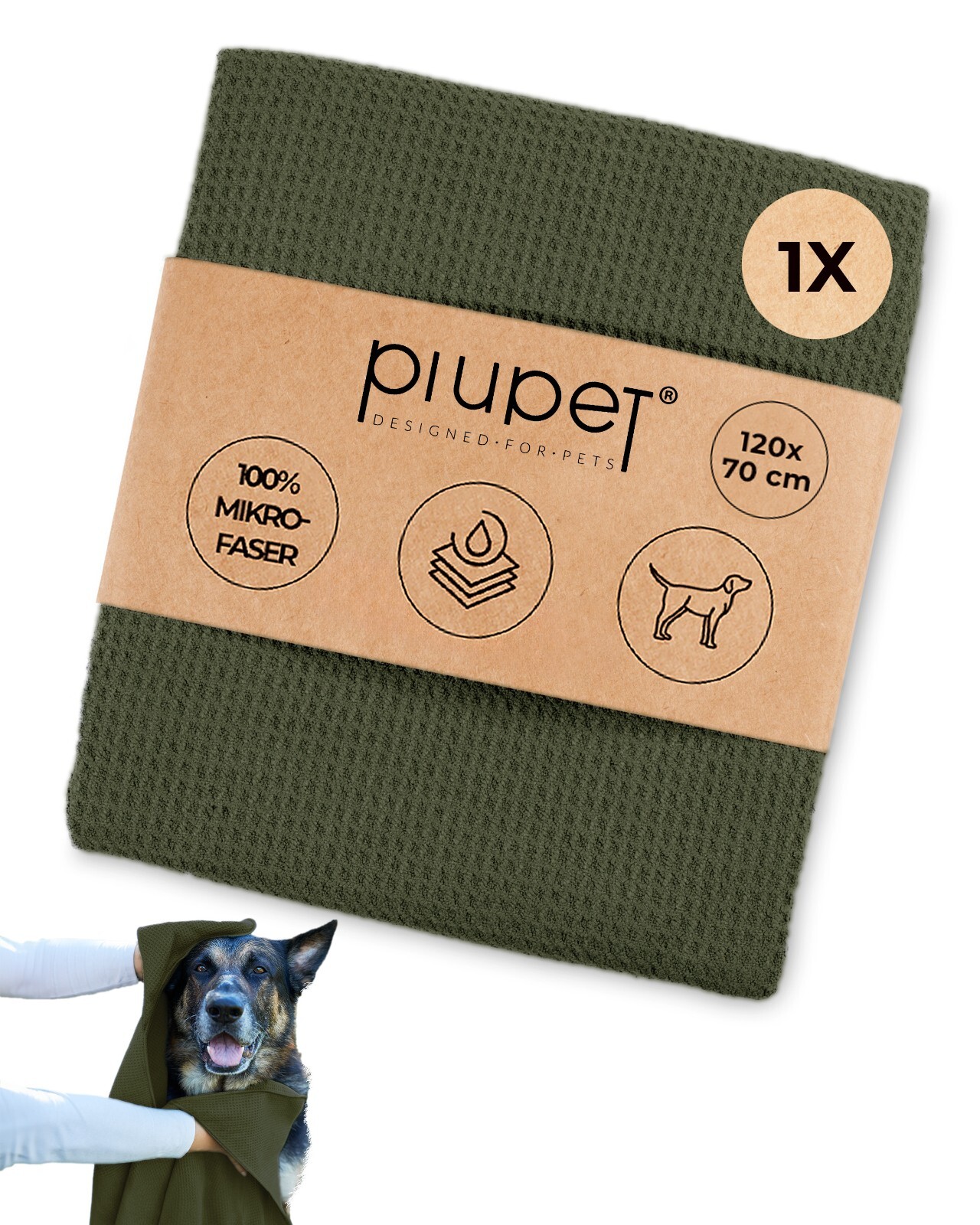 PiuPet® Hundehandtuch I 120x70cm I Mikrofaser Handtuch für Hunde I Handtuch Hund