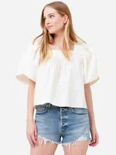 Rhode Resort Farrah Top L 10 Women's Casual Bell Sleeve Crop Blouse NEW 33902