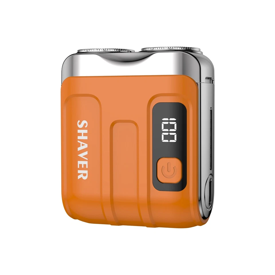 Afeitadora de viaje de bolsillo con doble anillo mini afeitadora portátil para barba afeitadora carga USB Foto 2 de 4