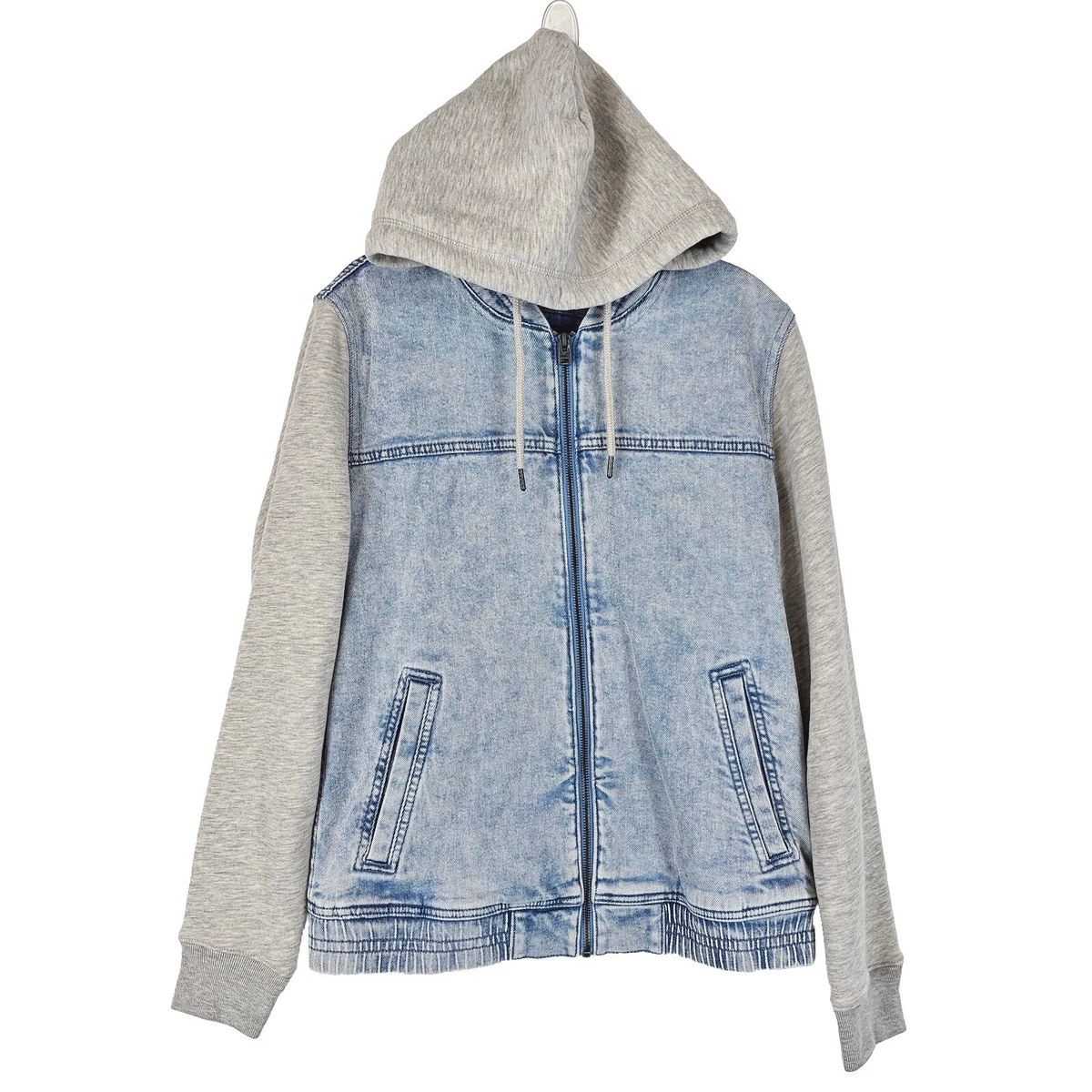 Women Cropped Solid Hoodie - Denim Blue