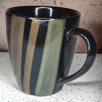 Sango Mug Avanti Black Modern 4721 Coffee Cup Ceramic Multi Disc Tea Cocoa 