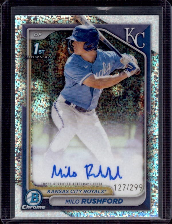 MILO RUSHFORD 2024 Bowman Chrome 1st Speckle Refractor Autograph Auto #127/299