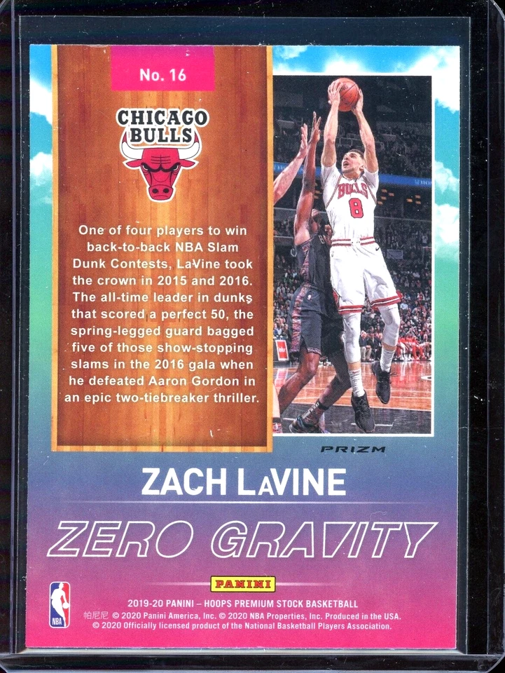 2019-20 Panini NBA Hoops Premium Stock Zero Gravity Silver Prizm #16 Zach LaVine - Image 2 of 2