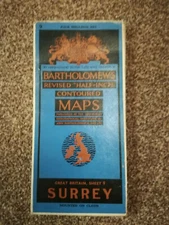 BARTHOLOMEWS  CLOTH  HALF-INCH CONTOURED MAP  SURREY SHEET    9  CIR 1947