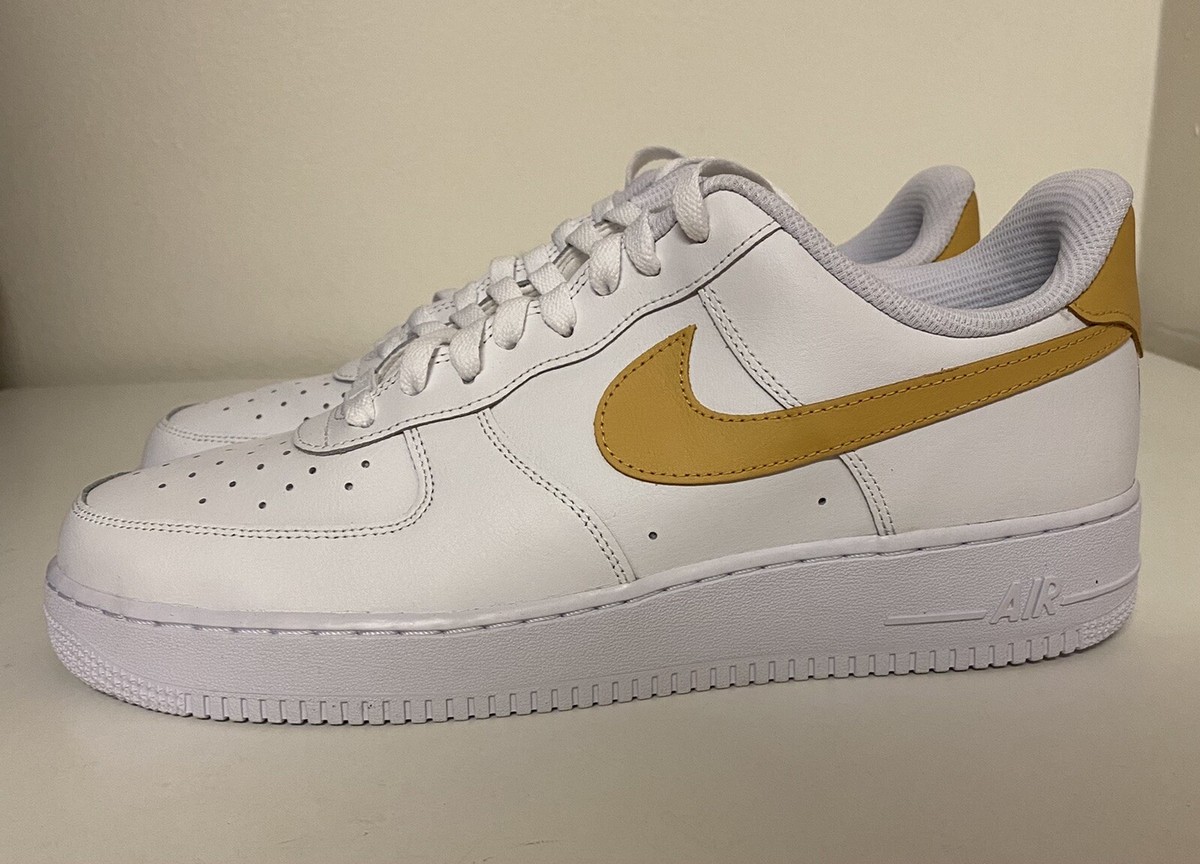 Nike Air Force 1 Low By You ID White Gold Mens Sz 12.5 AF1 Nike Air Force 1 Low By You ID White Gold Mens Sz 12.5 AF1