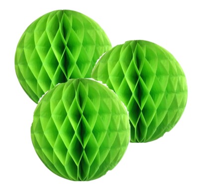 3x Apple Green 4'' HoneyComb Round Tissue Paper Lantern Balls Pom Poms Wedding