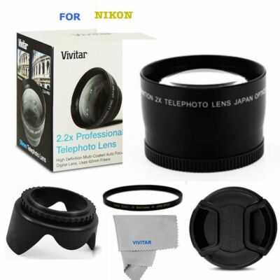 55MM TELEPHOTO HD UV FILTER +LENS HOOD CAP FOR NIKON D3400 D3500  D5600