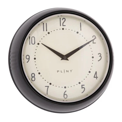 LS-LEBENSTIL Nostalgische Metall Wanduhr Schwarz 23cm Vintage Küchenuhr Bürouhr Retro Look