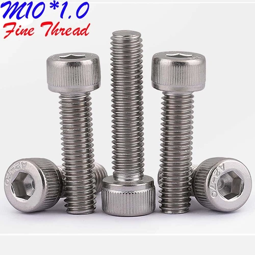 M10 x 1.0 Fine Thread 304 Stainless Steel Socket Head Cap Screws Allen Hex Bolts