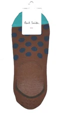 Paul Smith Men's Brown Blue Dots Cotton Low Cut No Show Socks Italy One Size