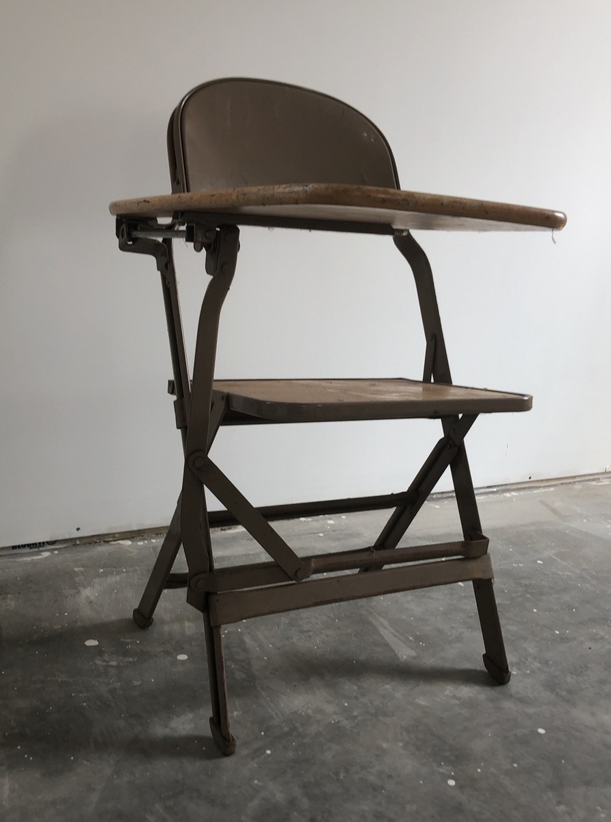 Clarin MFG. Chicago Vintage Fold-Out Wooden & Metal Arm Rest