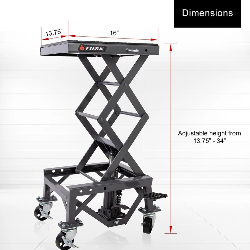 Tusk Scissor Lift Stand Adjustable, Supports 300 lb, Dirt Bike, ATV & UTV Foto 4 de 4