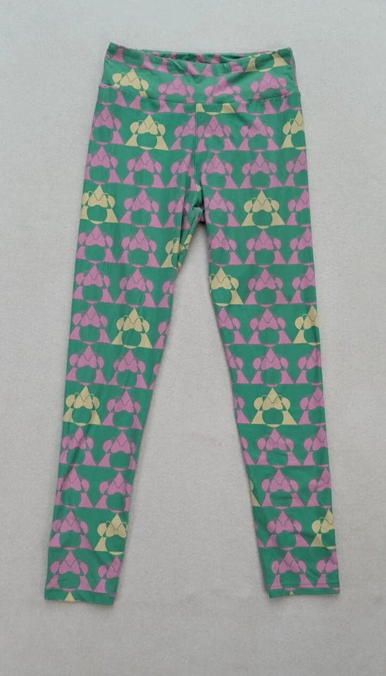 LuLaRoe 女孩打底裤均码绿色米妮老鼠几何图案 — 第 2/4 张图片