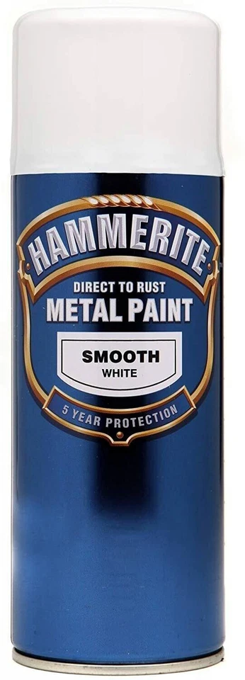 Hammerite Smooth Direct To Rust Metal Paint Quick Drying White 400ml Aerosol