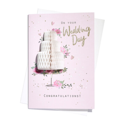 3D Waben Grußkarte zum Hochzeitstag Glitzerkarte 9'' x 6'' NEU